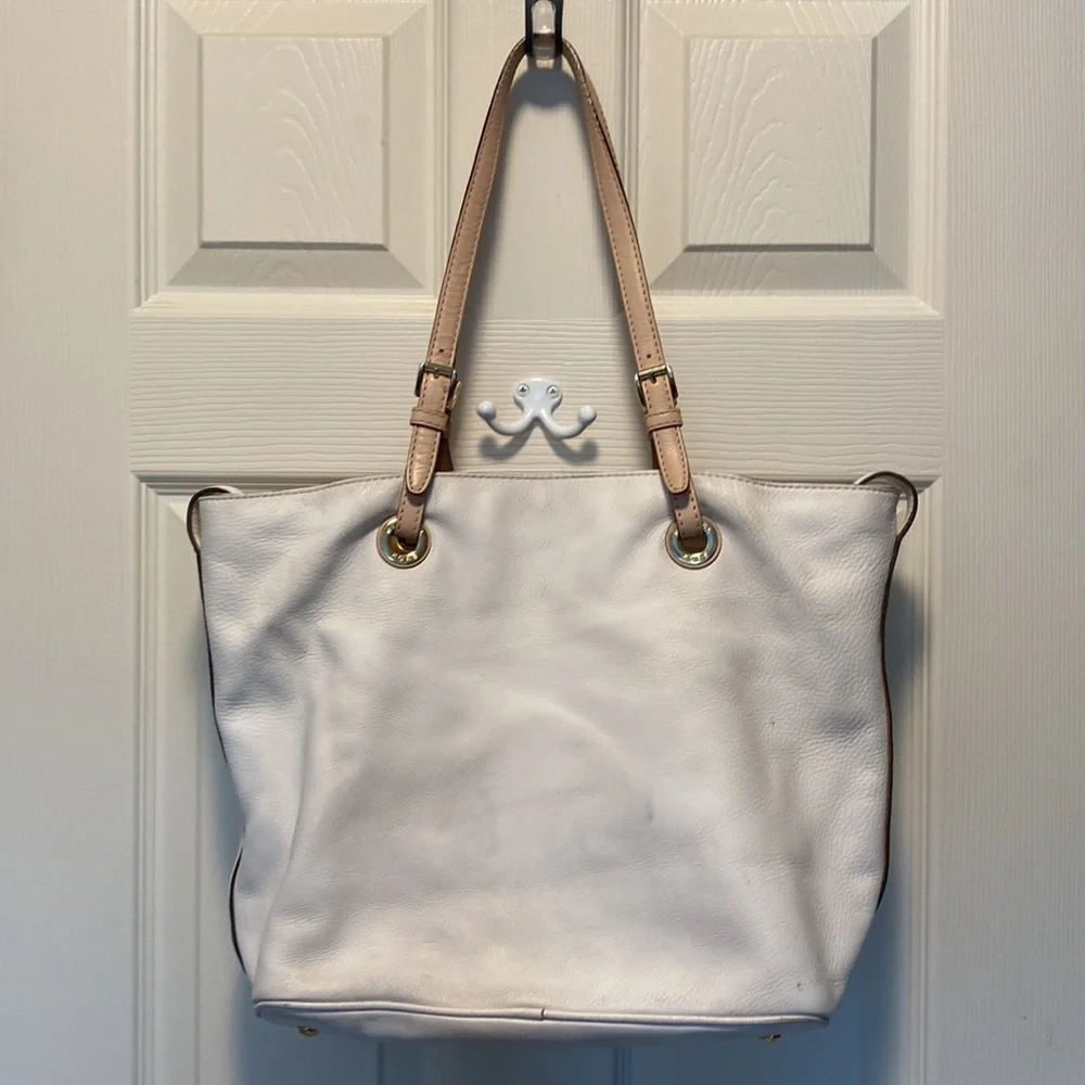 Michael Kors Off White Pebble Leather Tote Bag